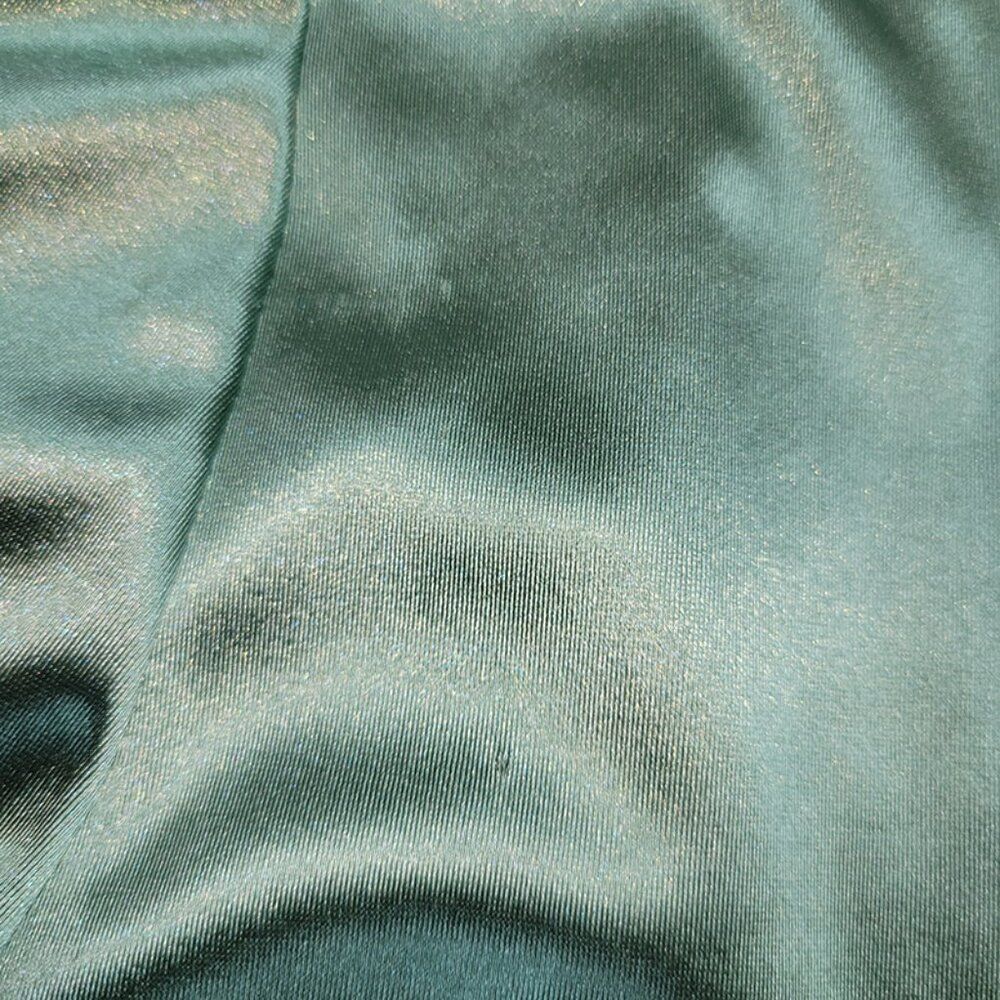 Green jeweled 2-tone long sleeves shiny panel shirt - Picture 12 of 12